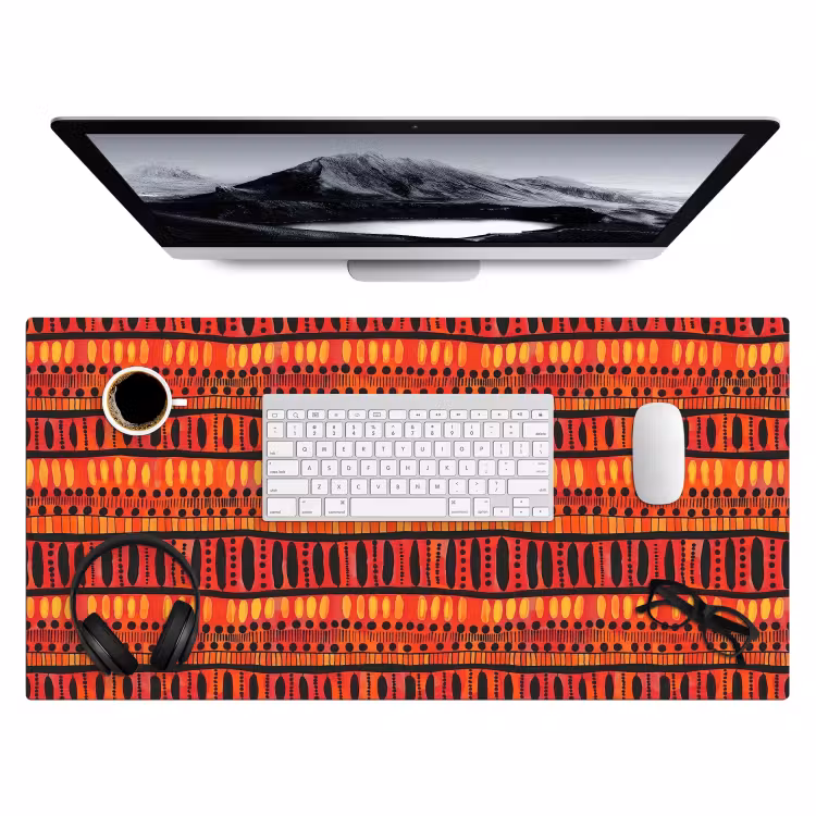 Bureau onderlegger - Rood - Oranje - Etnisch - Expressief - Patroon — 4
