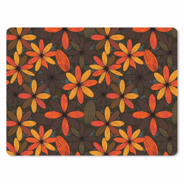 Muismat - Oranje - Retro - Bloemen - Herfst — 1