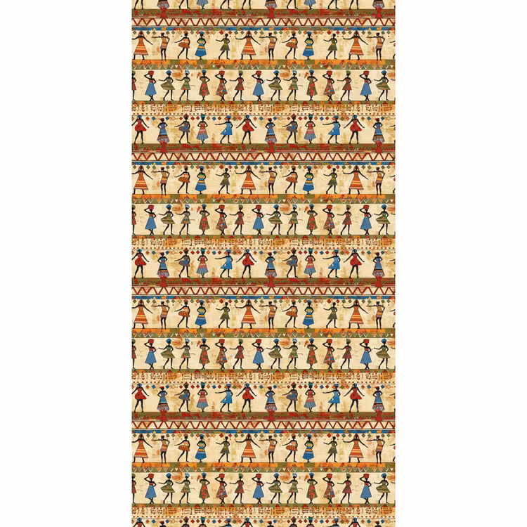 Behang - Kleurrijk - Afrikaans - Etnisch - Dansende Vrouwen - Patroon — 2