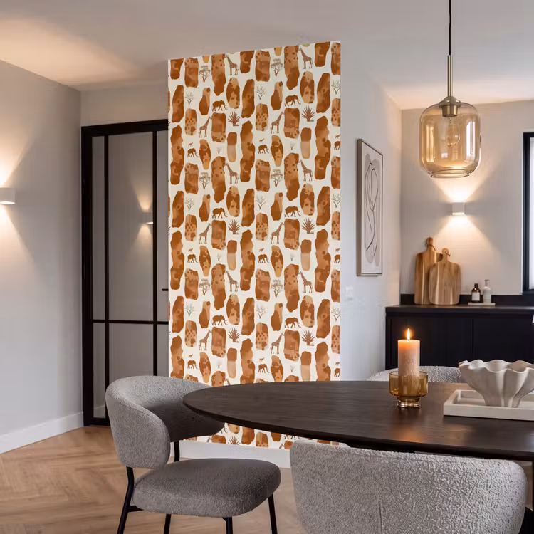Behang - Terracotta - Safari - Dieren - Patroon — 5
