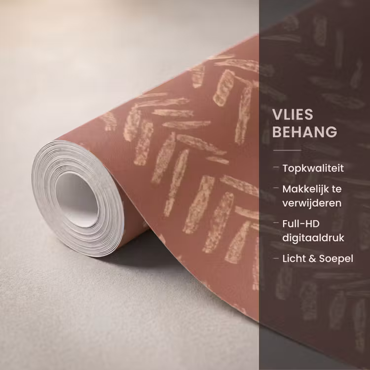Behang - Terracotta - Visgraat - Ambachtelijk - Patroon — 3