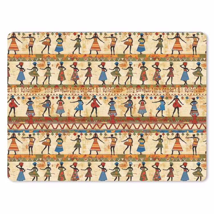 Muismat - Kleurrijk - Afrikaans - Etnisch - Dansende Vrouwen - Patroon — 1