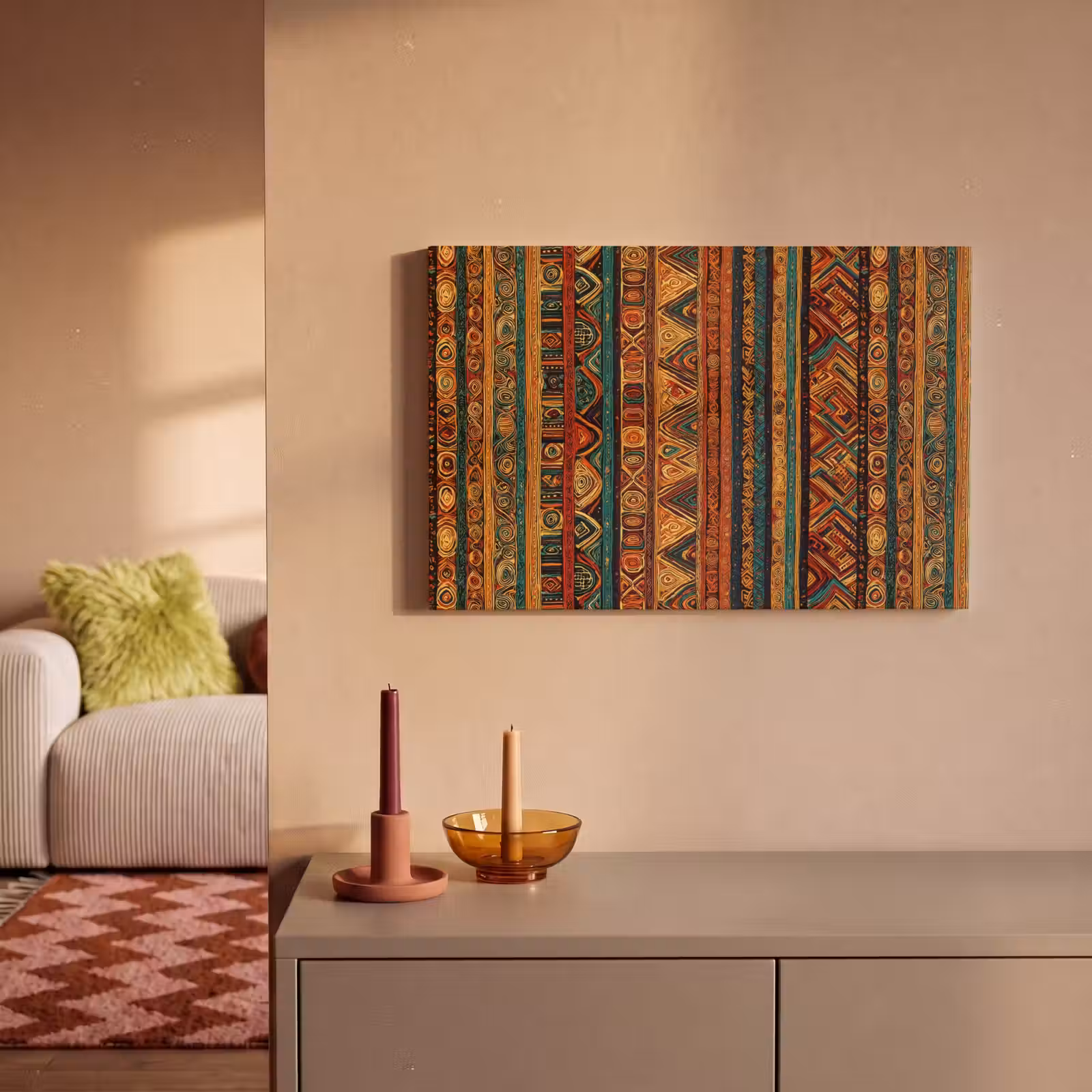 Canvas schilderij - Kleurrijk - Etnisch - Folkloristisch - Patroon — 1