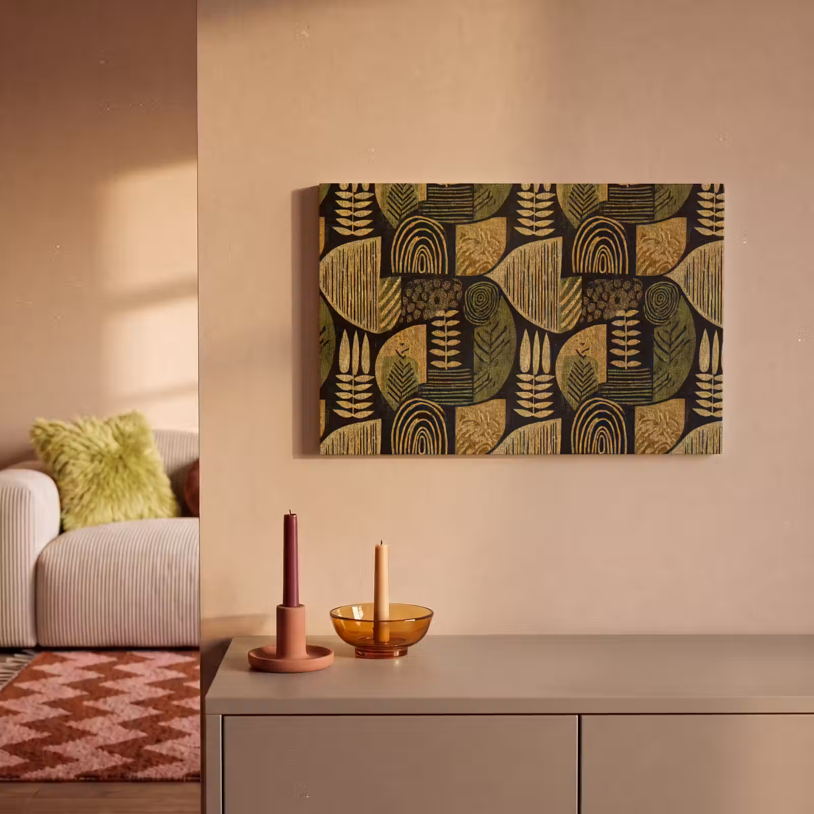 Canvas schilderij - Zwart - Okergeel - Botanisch - Textuur — 1