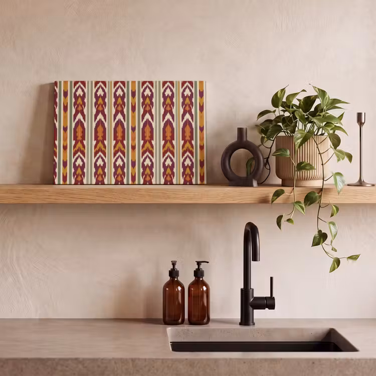 Canvas schilderij - Ikat - Bordeauxrood - Etnisch - Patroon — 2