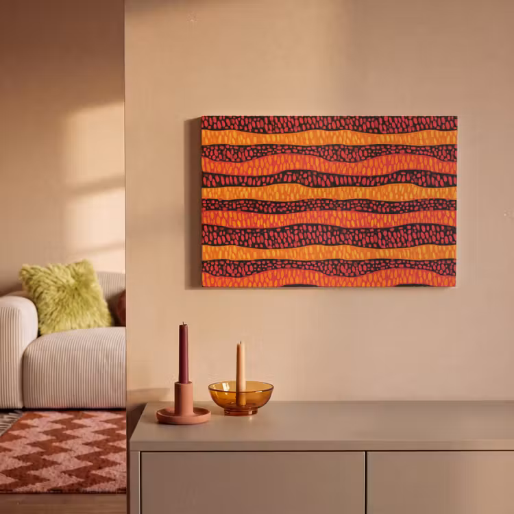 Canvas schilderij - Oranje - Roze - Expressief - Patroon — 1