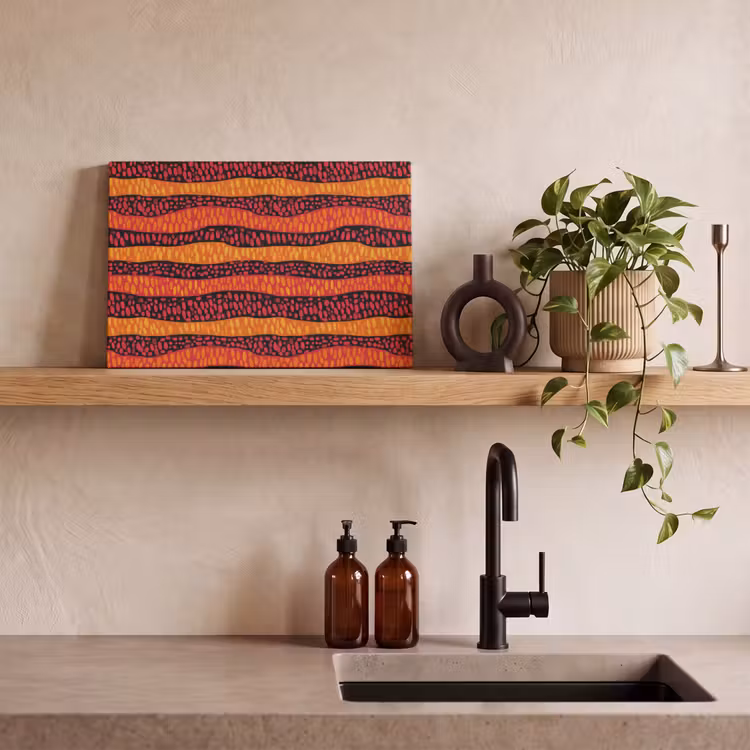 Canvas schilderij - Oranje - Roze - Expressief - Patroon — 2