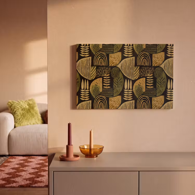 Canvas schilderij - Zwart - Okergeel - Botanisch - Textuur — 1