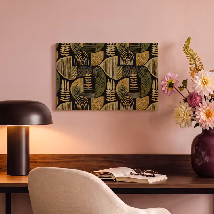 Canvas schilderij - Zwart - Okergeel - Botanisch - Textuur — 3
