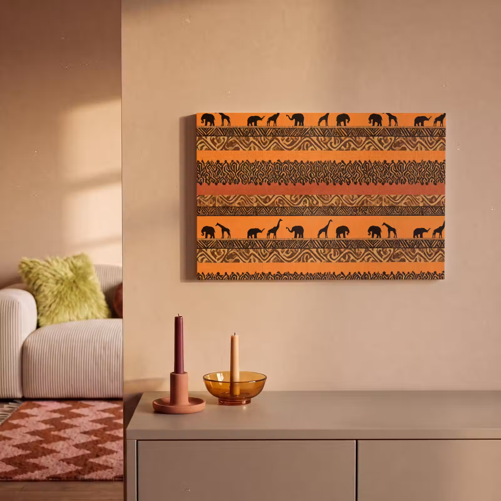 Canvas schilderij - Oranje - Safari - Afrikaans - Dieren - Patroon — 1