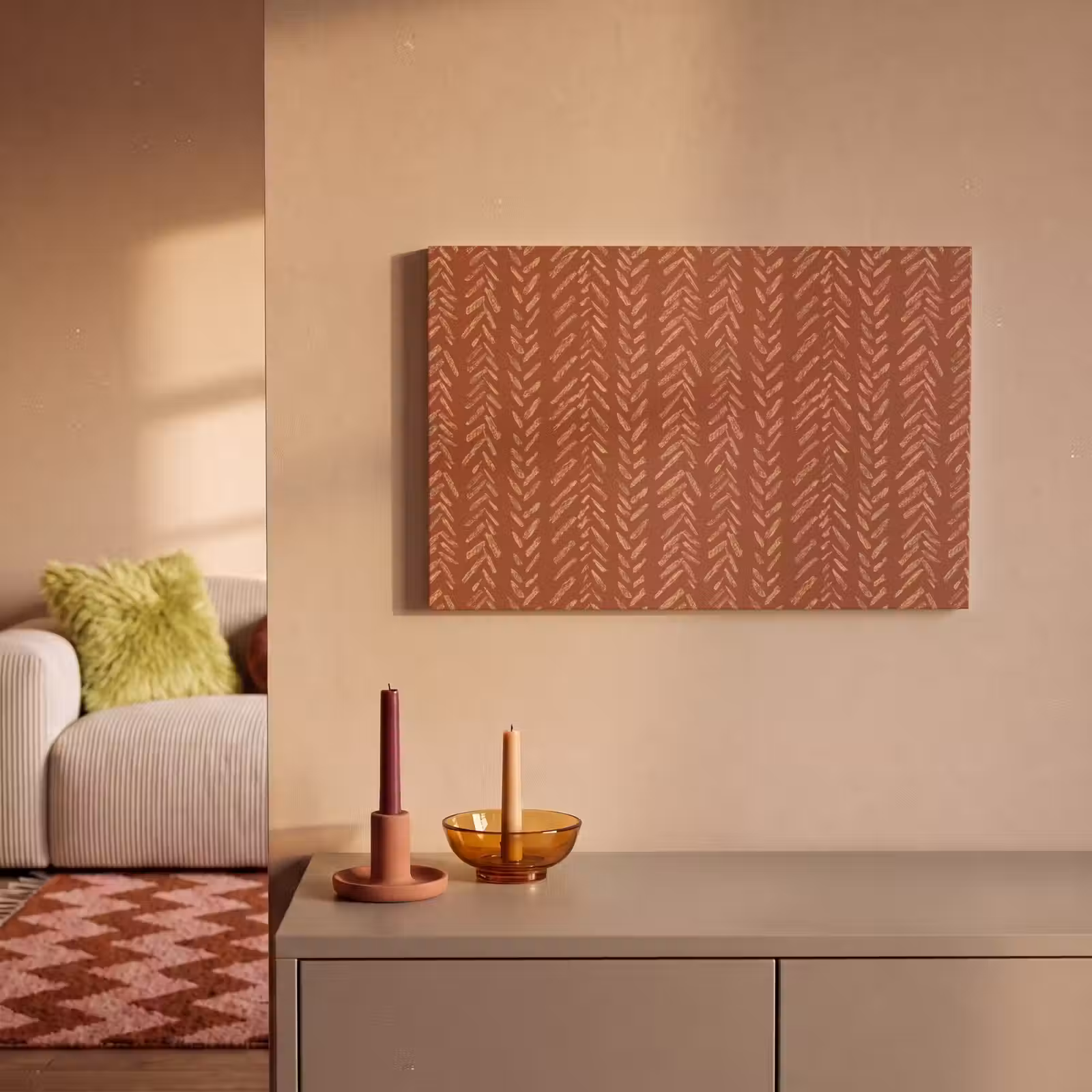 Canvas schilderij - Terracotta - Visgraat - Ambachtelijk - Patroon — 1