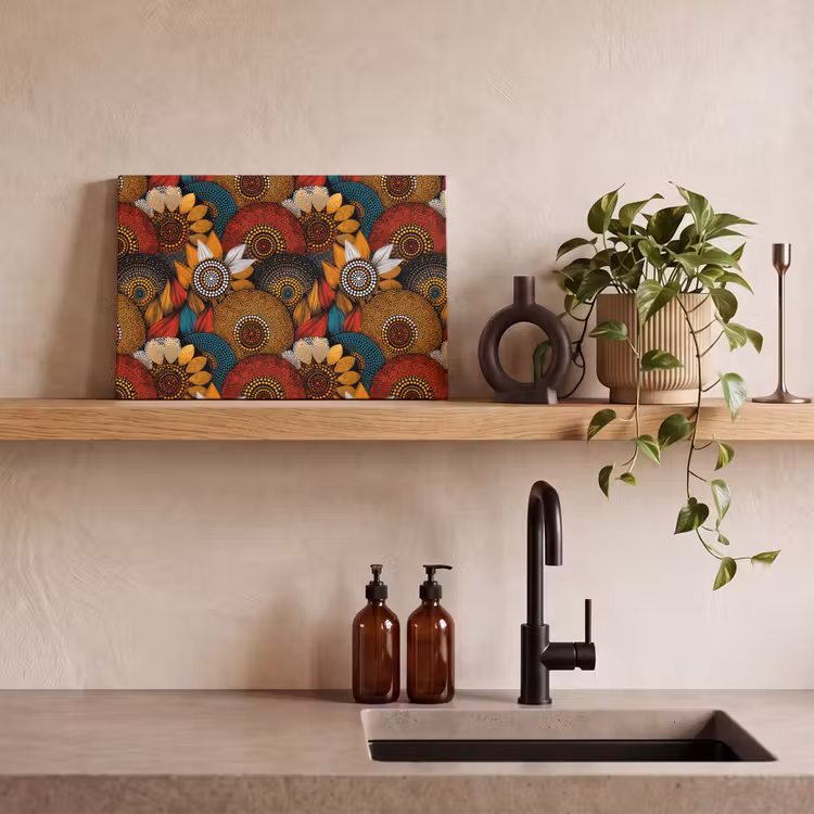 Canvas schilderij - Kleurrijk - Aboriginal - Dot Painting - Botanisch - Patroon — 2
