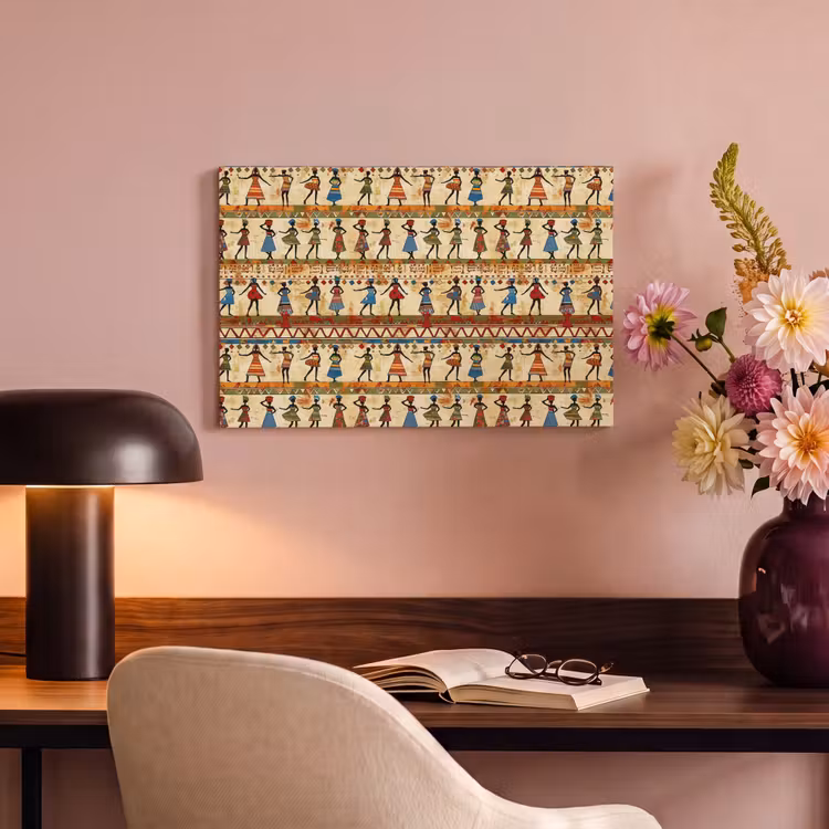 Canvas schilderij - Kleurrijk - Afrikaans - Etnisch - Dansende Vrouwen - Patroon — 3