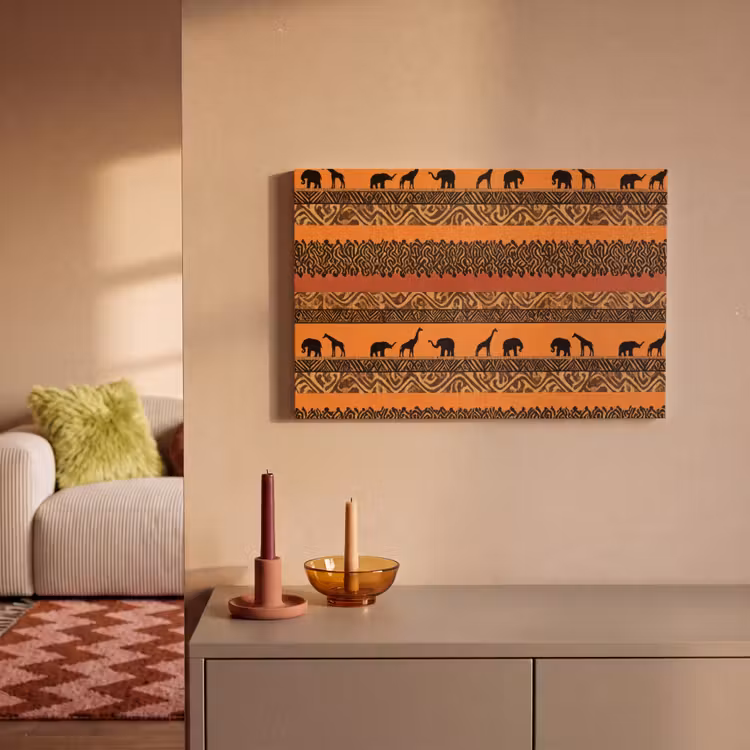 Canvas schilderij - Oranje - Safari - Afrikaans - Dieren - Patroon — 1