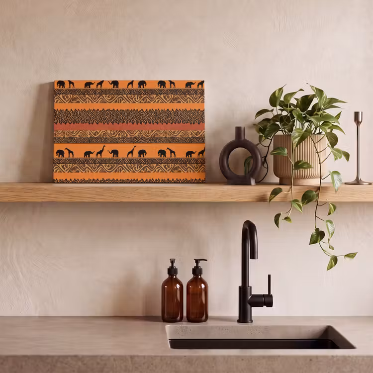 Canvas schilderij - Oranje - Safari - Afrikaans - Dieren - Patroon — 2
