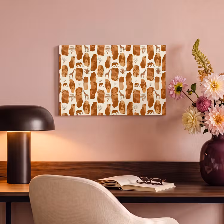 Canvas schilderij - Terracotta - Safari - Dieren - Patroon — 3