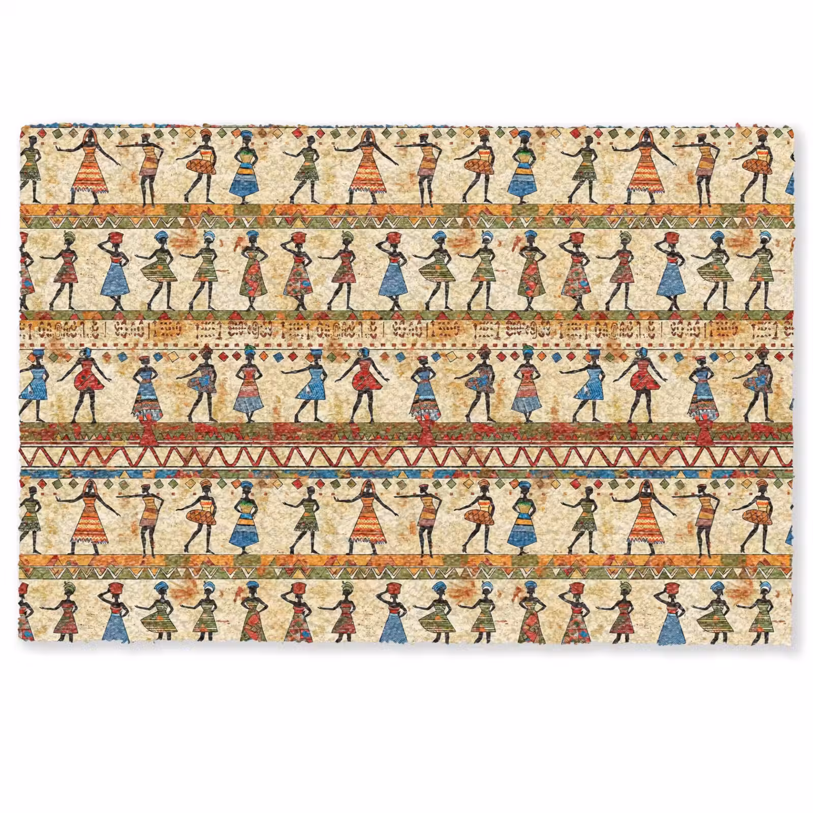 Deurmat - Kleurrijk - Afrikaans - Etnisch - Dansende Vrouwen - Patroon — 1