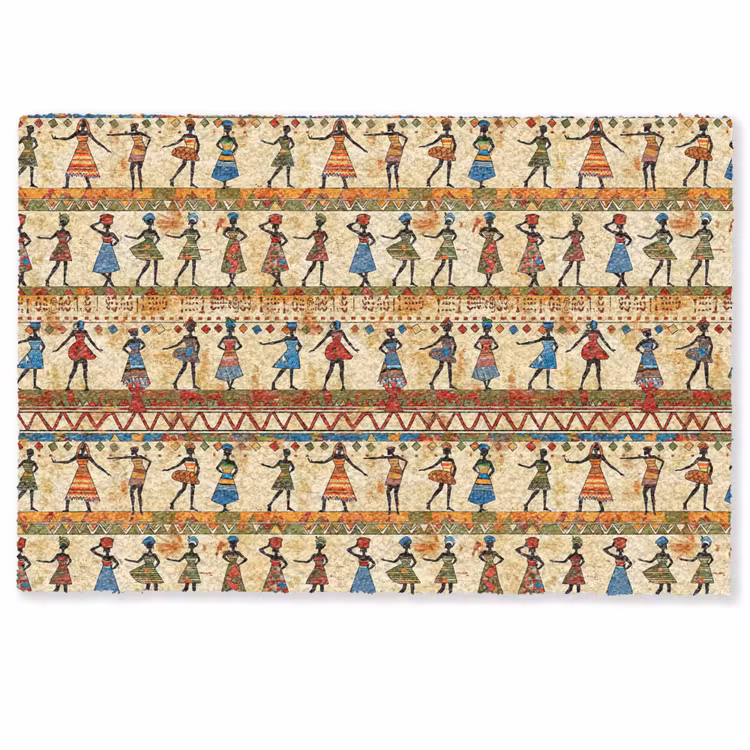 Deurmat - Kleurrijk - Afrikaans - Etnisch - Dansende Vrouwen - Patroon — 1