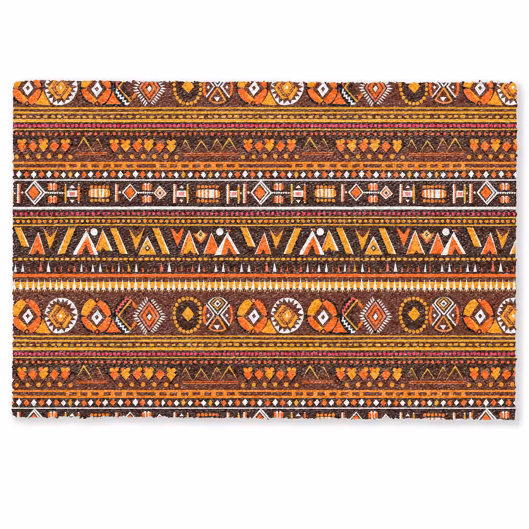 Deurmat - Oranje - Etnisch - Tribaal - Geometrisch - Patroon — 1