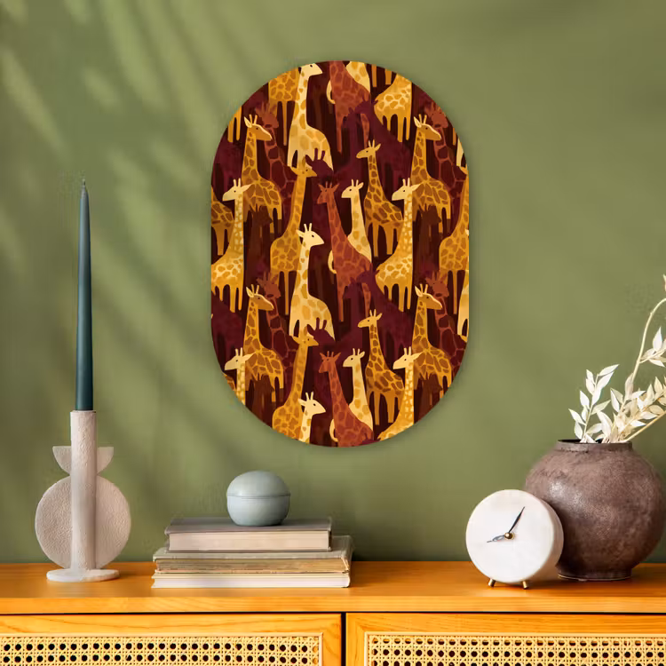 Muurovaal - Bruin - Giraffen - Safari - Patroon — 2