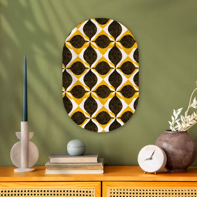 Muurovaal - Geel - Zwart - Geometrisch - Retro - Textuur — 3