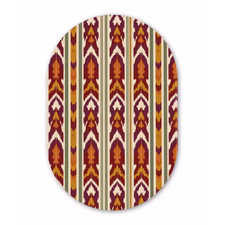 Muurovaal - Ikat - Bordeauxrood - Etnisch - Patroon — 3