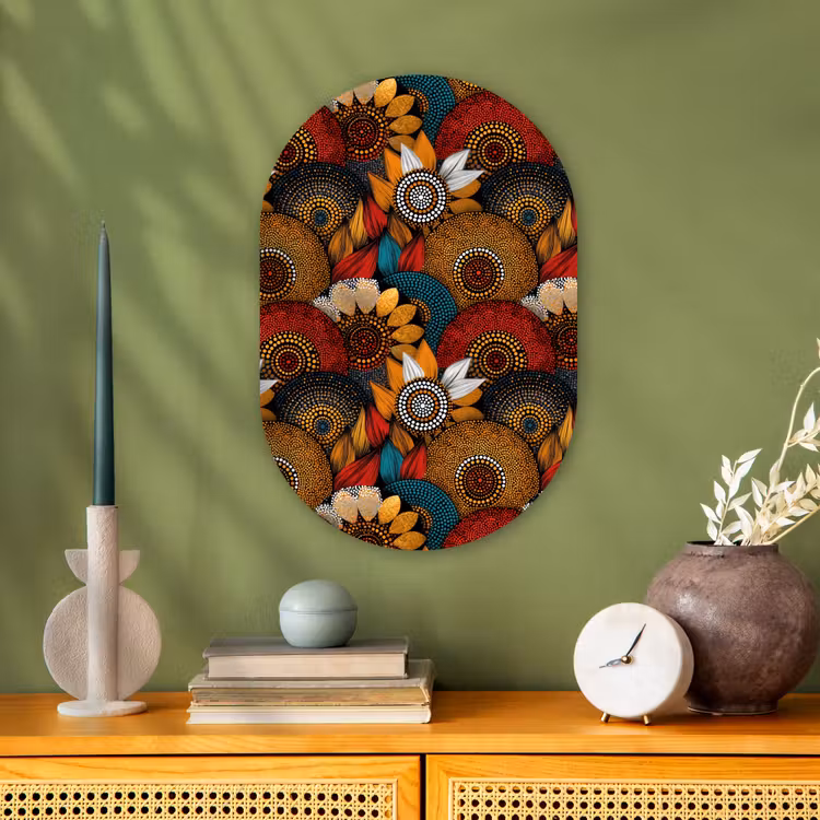 Muurovaal - Kleurrijk - Aboriginal - Dot Painting - Botanisch - Patroon — 3