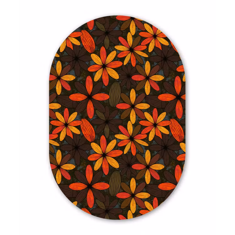 Muurovaal - Oranje - Retro - Bloemen - Herfst — 3