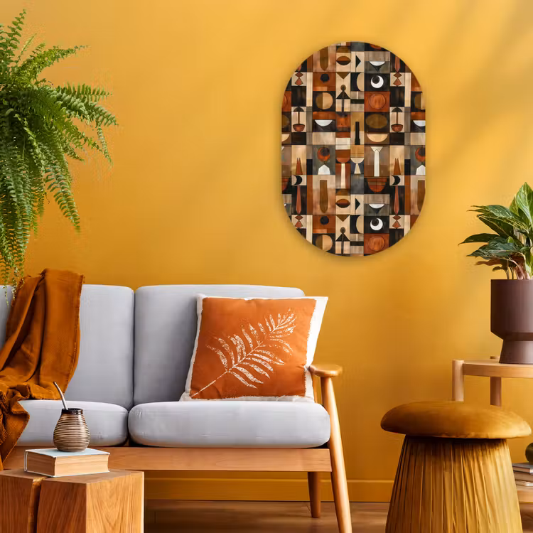 Muurovaal - Terracotta - Geometrisch - Mid-Century - Patroon — 1