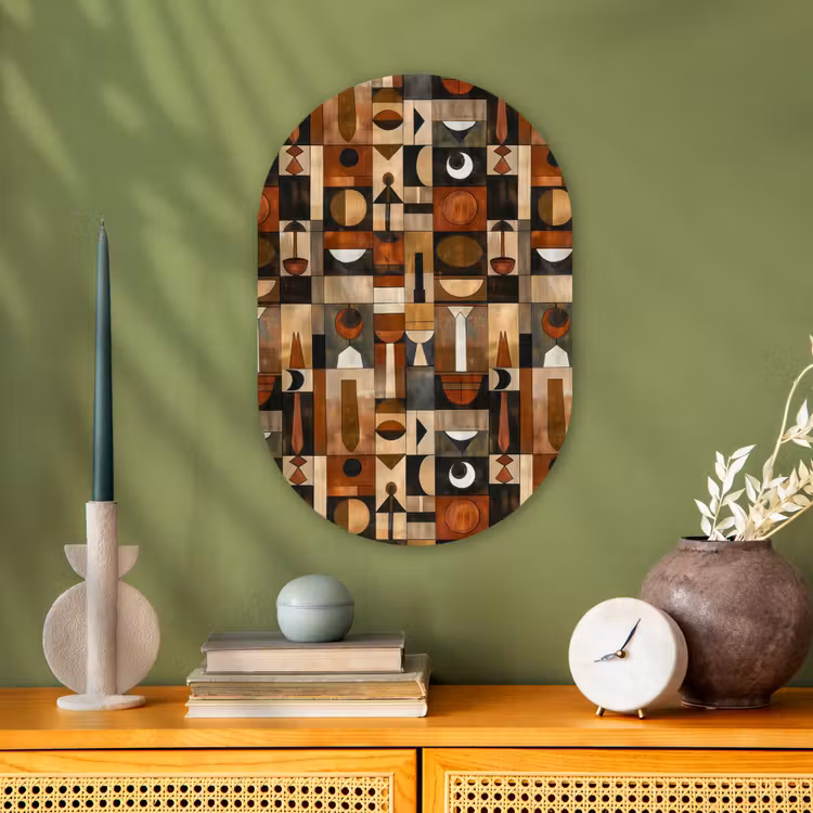 Muurovaal - Terracotta - Geometrisch - Mid-Century - Patroon — 2