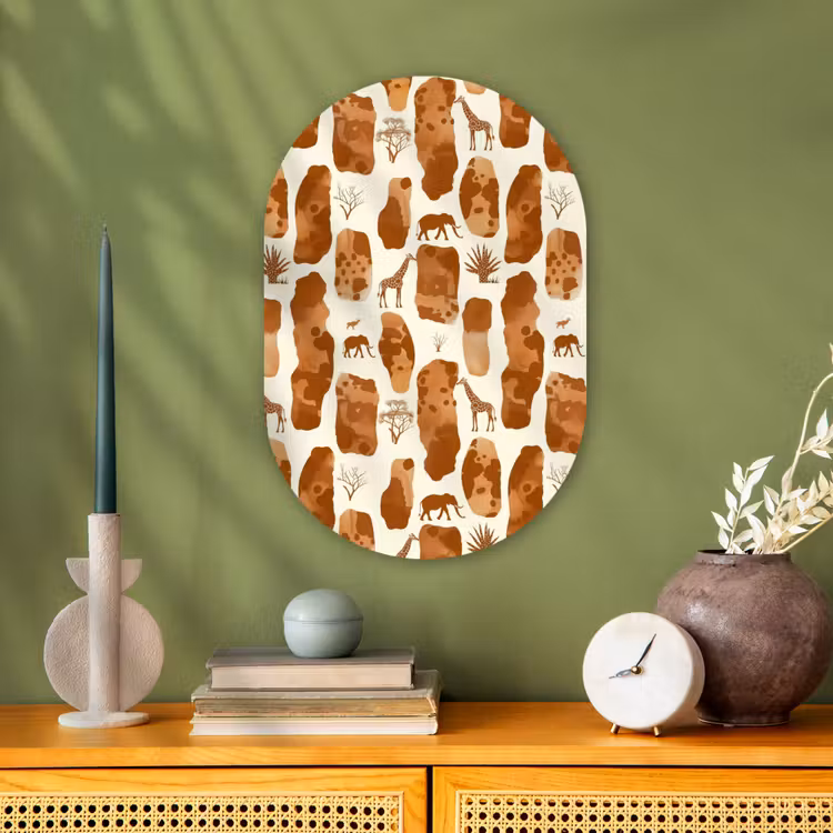 Muurovaal - Terracotta - Safari - Dieren - Patroon — 1