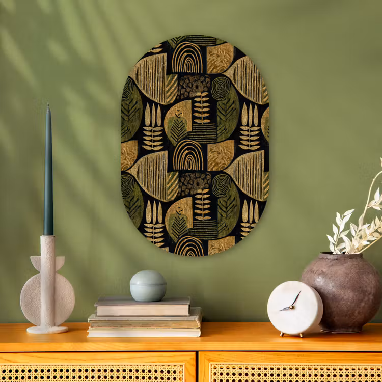 Muurovaal - Zwart - Okergeel - Botanisch - Textuur — 1