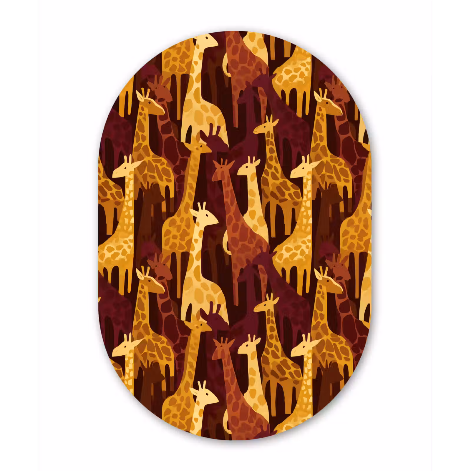 Muurovaal glas - Bruin - Giraffen - Safari - Patroon — 1