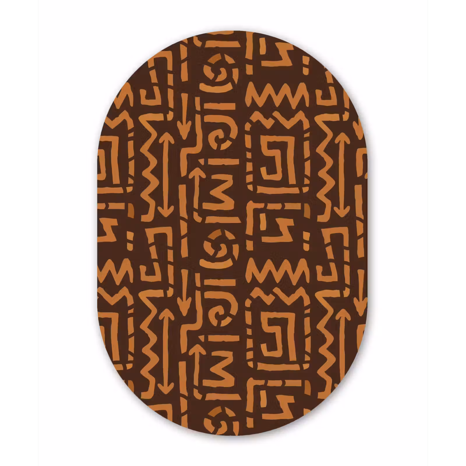 Muurovaal glas - Chocoladebruin - Etnisch - Tribaal - Symbolen — 1