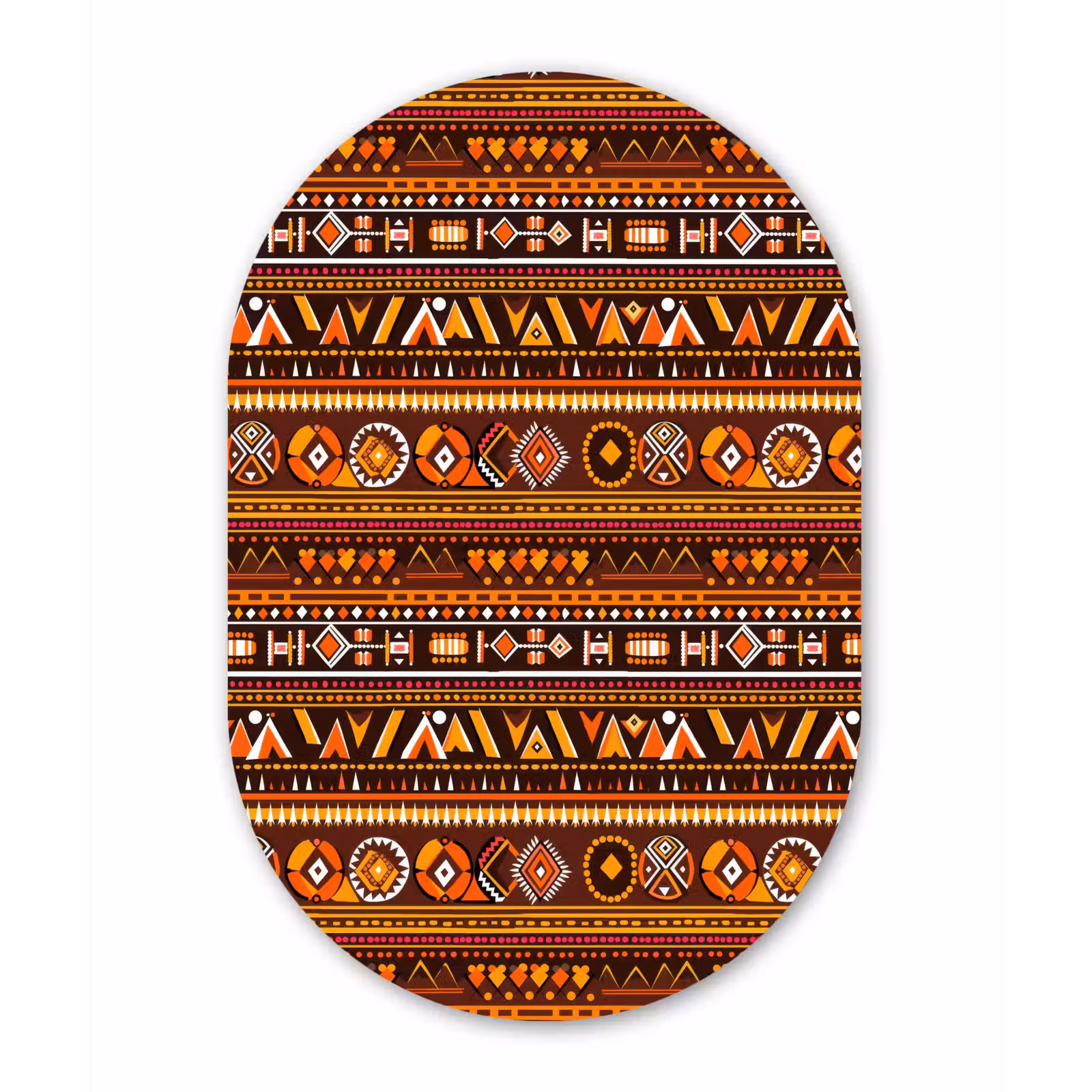 Muurovaal glas - Oranje - Etnisch - Tribaal - Geometrisch - Patroon — 1