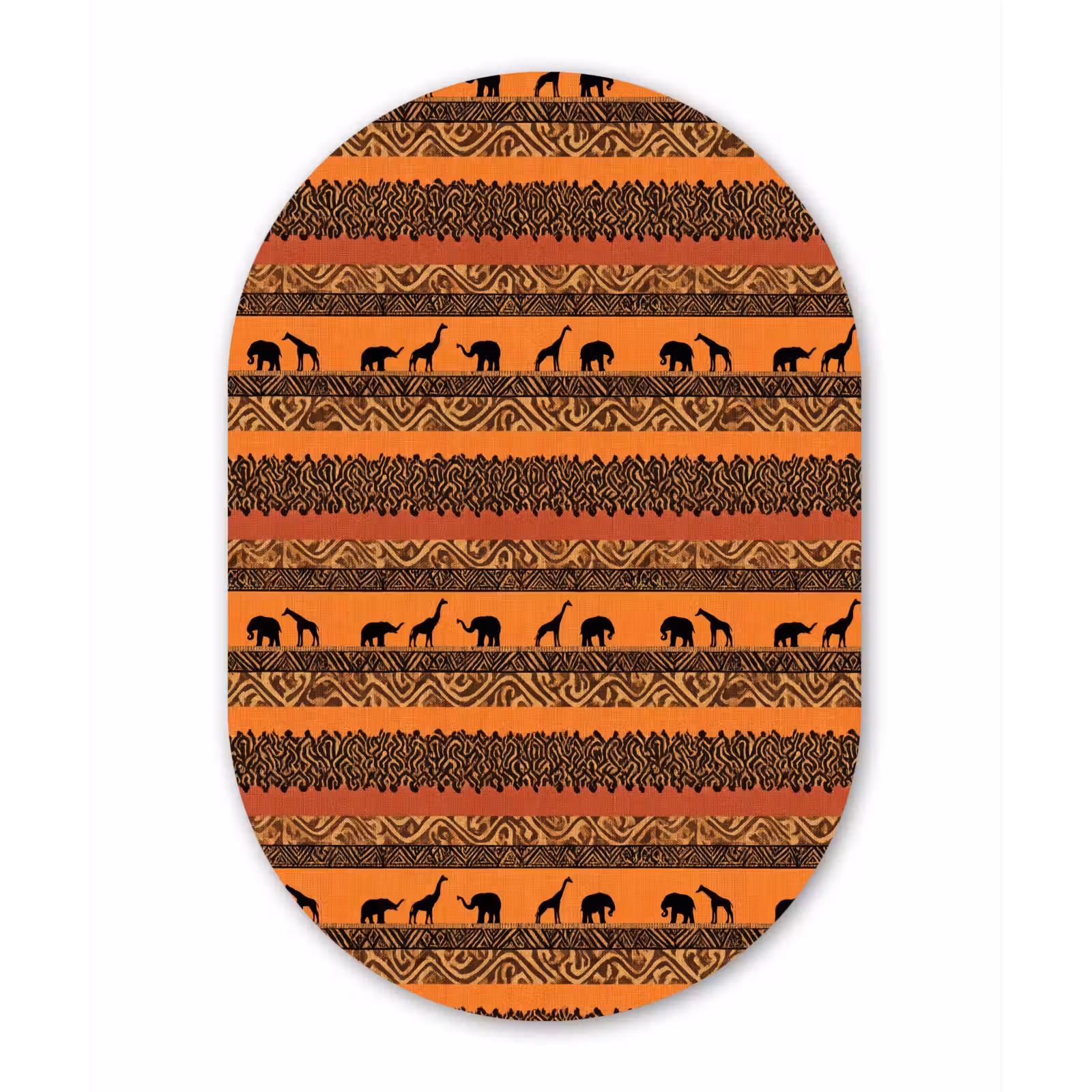 Muurovaal glas - Oranje - Safari - Afrikaans - Dieren - Patroon — 1