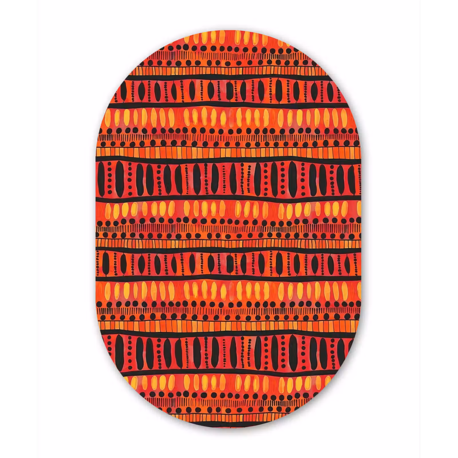 Muurovaal glas - Rood - Oranje - Etnisch - Expressief - Patroon — 1