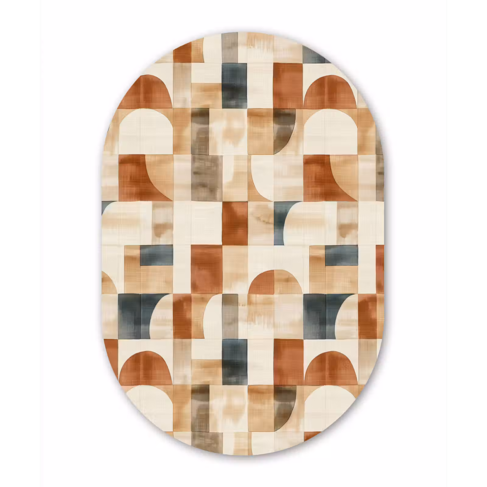 Muurovaal glas - Terracotta - Geometrisch - Aquarel - Textuur — 1