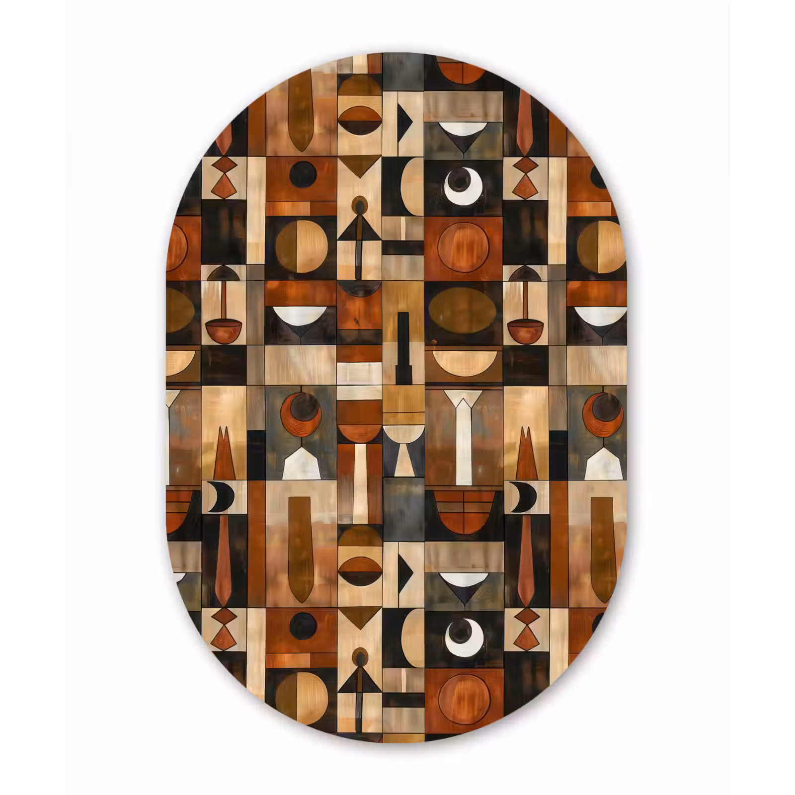 Muurovaal glas - Terracotta - Geometrisch - Mid-Century - Patroon — 1