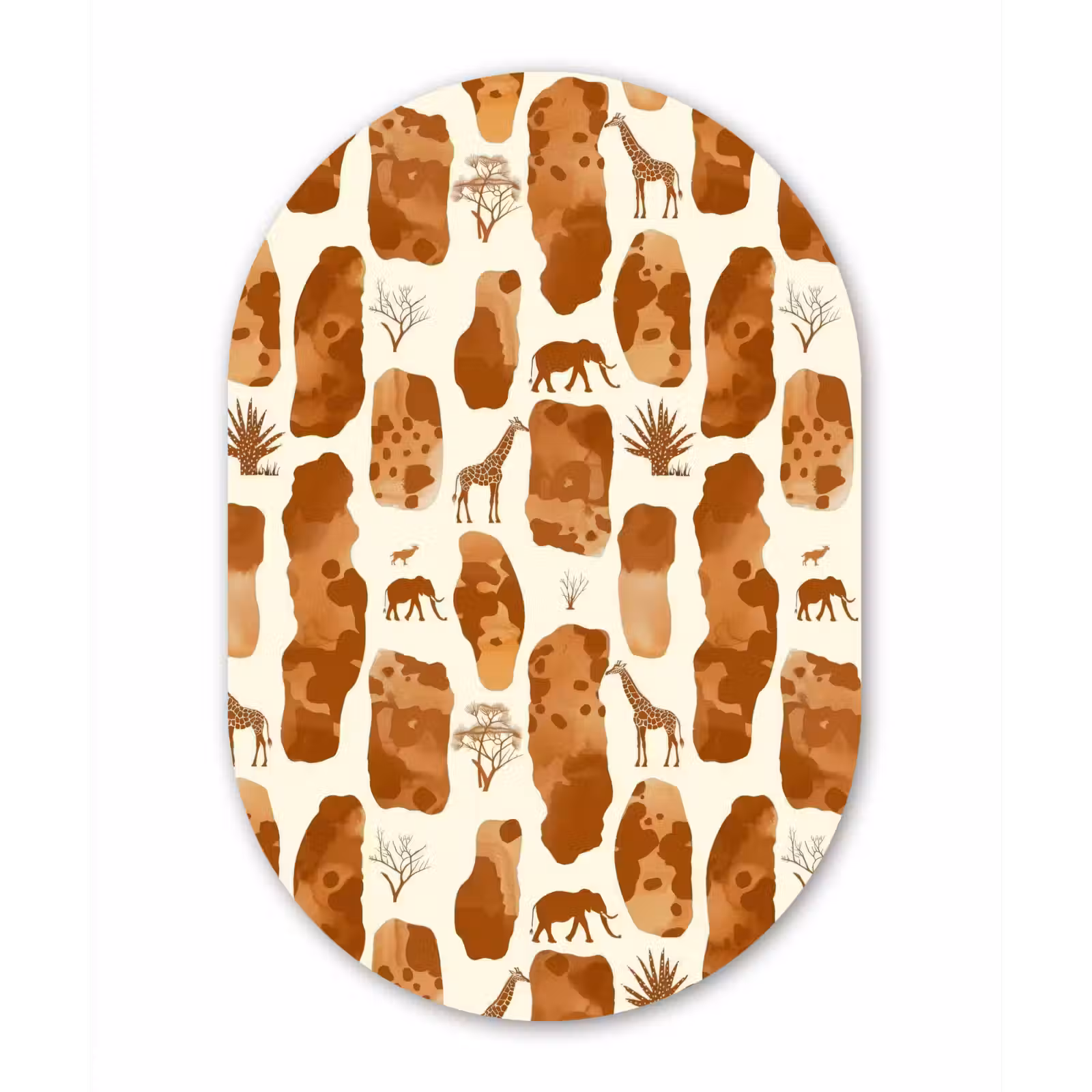 Muurovaal glas - Terracotta - Safari - Dieren - Patroon — 1