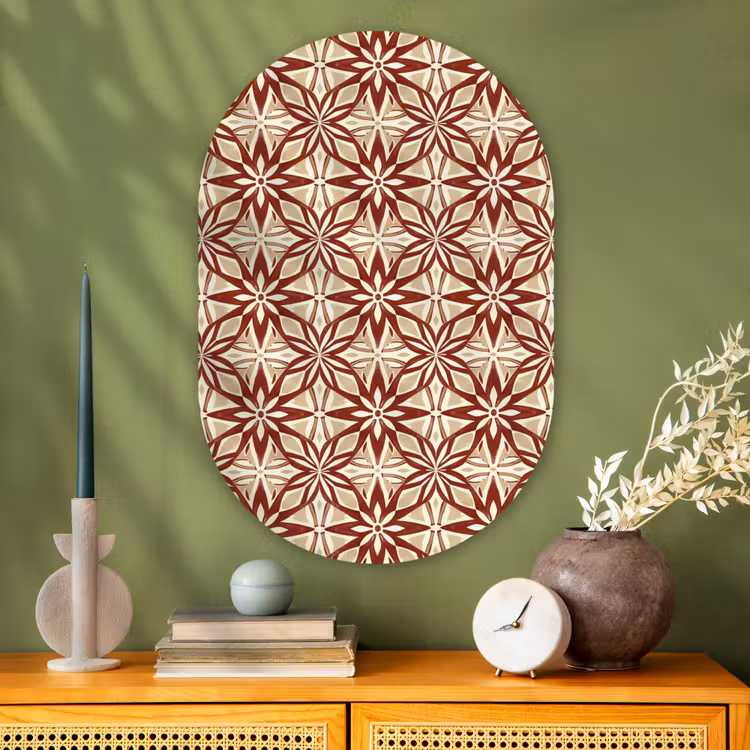 Muurovaal glas - Bordeauxrood - Geometrisch - Tegel - Patroon — 2