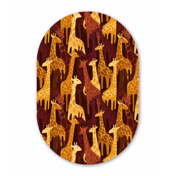 Muurovaal glas - Bruin - Giraffen - Safari - Patroon — 1