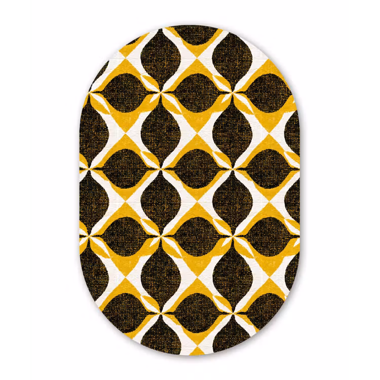 Muurovaal glas - Geel - Zwart - Geometrisch - Retro - Textuur — 1