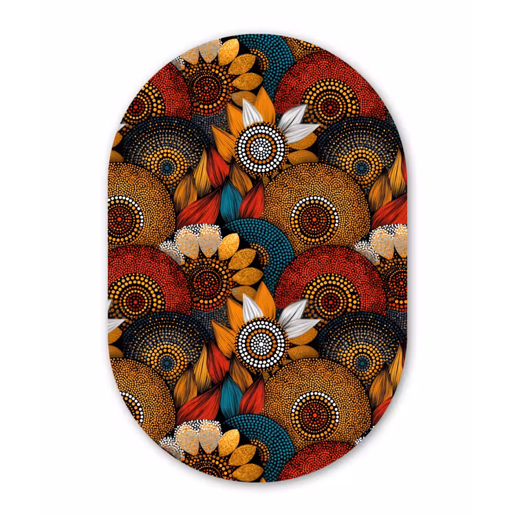 Muurovaal glas - Kleurrijk - Aboriginal - Dot Painting - Botanisch - Patroon — 1