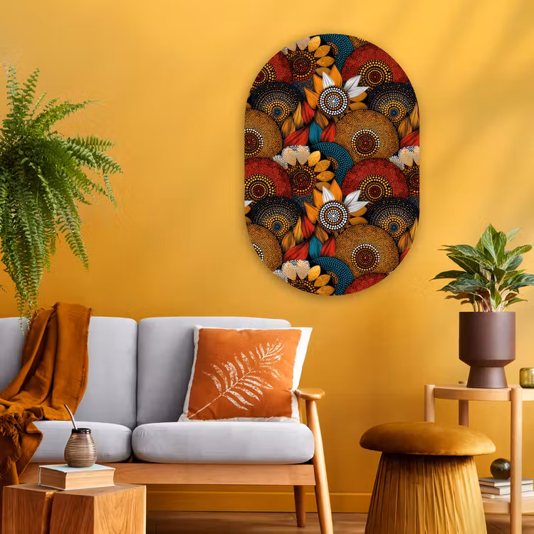 Muurovaal glas - Kleurrijk - Aboriginal - Dot Painting - Botanisch - Patroon — 3