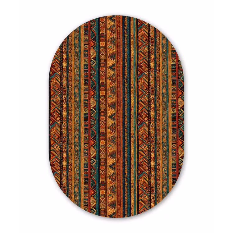 Muurovaal glas - Kleurrijk - Etnisch - Folkloristisch - Patroon — 1