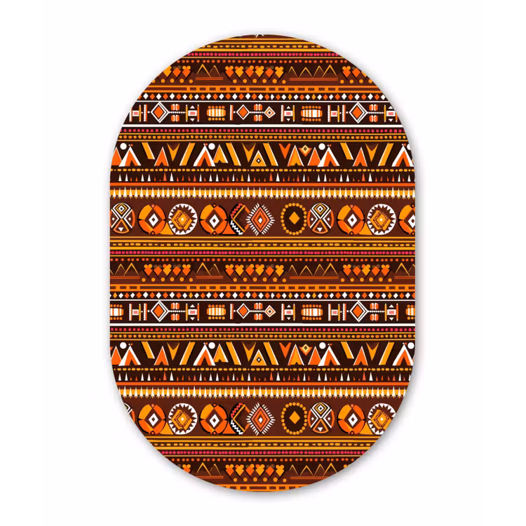 Muurovaal glas - Oranje - Etnisch - Tribaal - Geometrisch - Patroon — 1