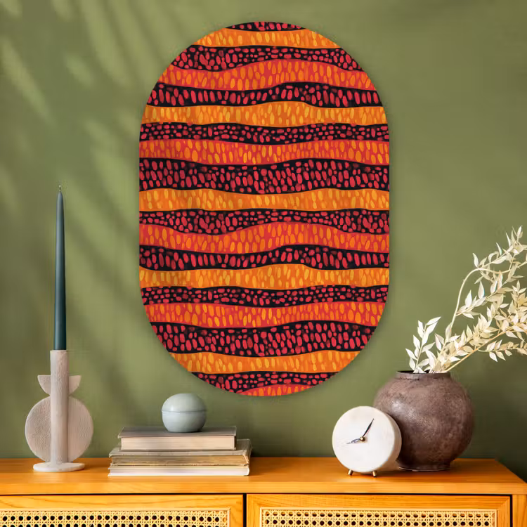 Muurovaal glas - Oranje - Roze - Expressief - Patroon — 2
