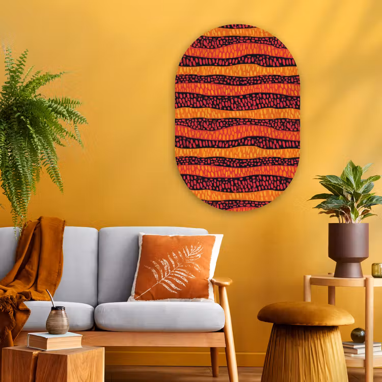 Muurovaal glas - Oranje - Roze - Expressief - Patroon — 3