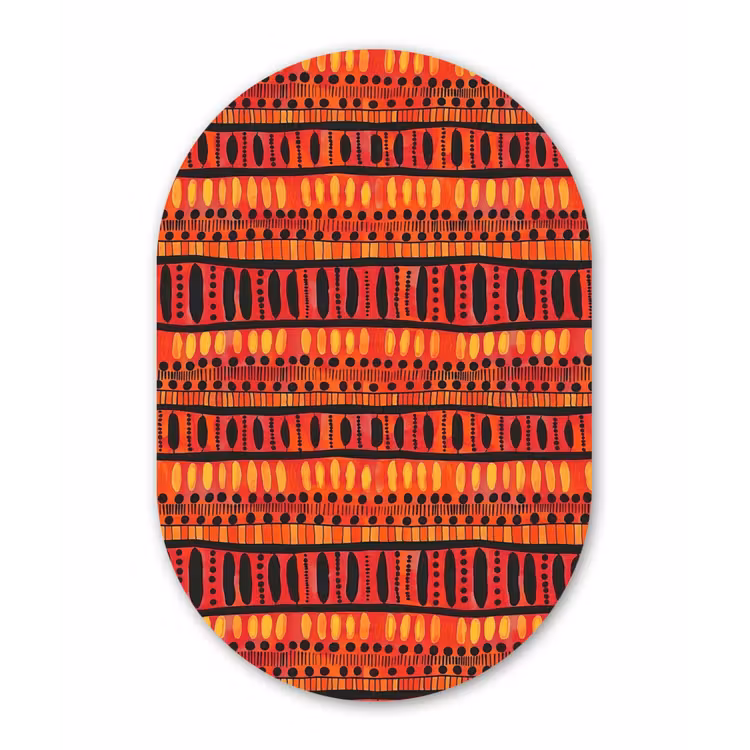 Muurovaal glas - Rood - Oranje - Etnisch - Expressief - Patroon — 1
